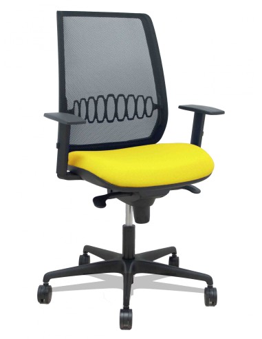 Piqueras y Crespo Silla Alares sincro malla negra bali amarillo brazo regulable