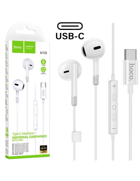 Hoco M109 Auricular con MicrÃ³fono y ConexiÃ³n USB-C white