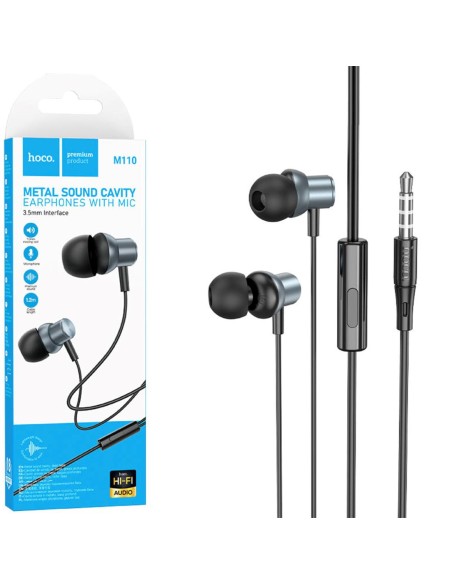 Hoco M110 Auriculares con MicrÃ³fono y Clavija 3.5mm Metal Gray
