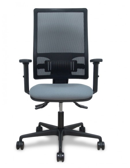 Piqueras y Crespo Silla Bormate asincro malla negra asiento bali gris brazos 2D ruedas 65mm
