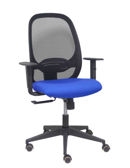 Piqueras y Crespo Silla Cilanco negra malla negra asiento bali azul brazo regulable