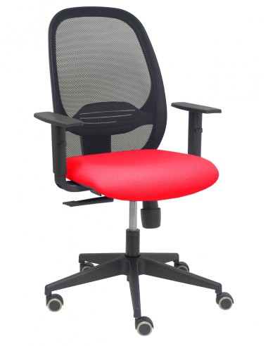 Piqueras y Crespo Silla Cilanco negra malla negra asiento bali rojo brazo regulable