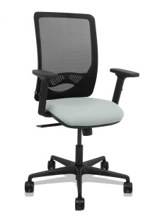 Piqueras y Crespo Silla Zulema sincro malla negra asiento bali gris claro brazos 2D ruedas 65mm