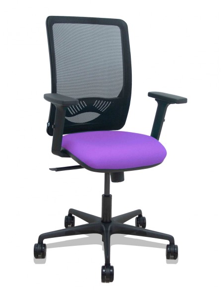 Piqueras y Crespo Silla Zulema sincro malla negra asiento bali lila brazos 2D ruedas 65mm