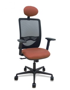 Piqueras y Crespo Silla Zulema sincro malla negra asiento bali marron brazos 2D ruedas 65mm cabecero