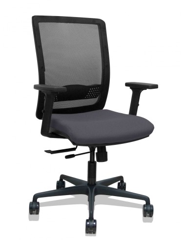 Piqueras y Crespo Silla Haches traslack malla negra asiento bali gris oscuro brazos 2D ruedas 65mm