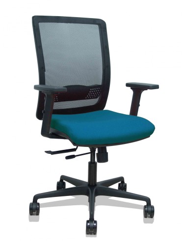 Piqueras y Crespo Silla Haches traslack malla negra asiento bali verde petrÃ³leo brazos 2D ruedas 65mm