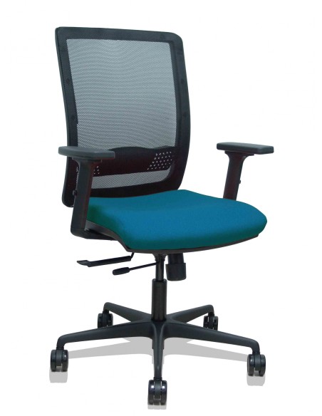 Piqueras y Crespo Silla Haches traslack malla negra asiento bali verde petrÃ³leo brazos 2D ruedas 65mm