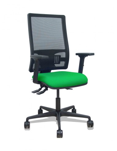 Piqueras y Crespo Silla Bormate asincro malla negra asiento bali verde brazos 2D ruedas 65mm