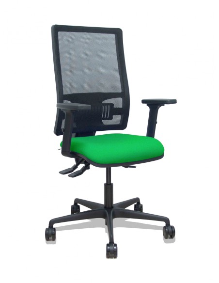 Piqueras y Crespo Silla Bormate asincro malla negra asiento bali verde brazos 2D ruedas 65mm