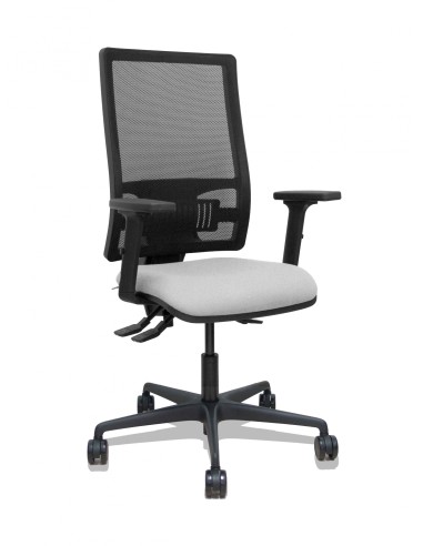 Piqueras y Crespo Silla Bormate asincro malla negra asiento bali gris claro brazos 2D ruedas 65mm