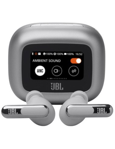 JBL Live Beam 3 Auricular Bluetooth con CancelaciÃ³n de Ruido y pantalla Plata