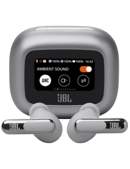 JBL Live Beam 3 Auricular Bluetooth con CancelaciÃ³n de Ruido y pantalla Plata