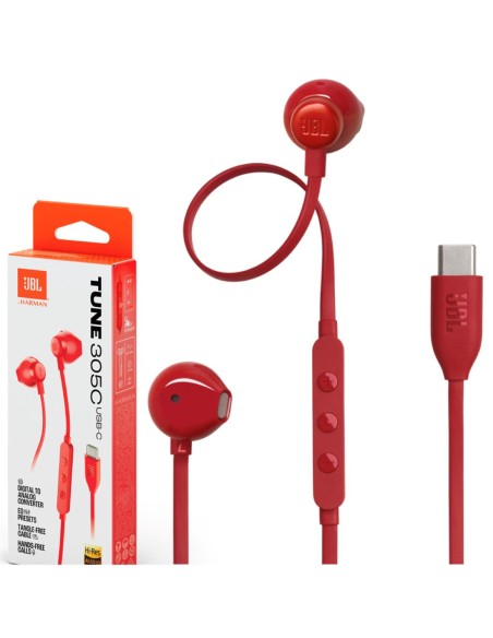 JBL Tune 305C Auricular USB-C con micrÃ³fono Rojo
