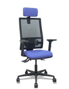 Piqueras y Crespo Silla Bormate asincro malla negra asiento bali azul claro brazos 2D ruedas 65mm cabecero regulable