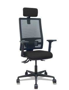 Piqueras y Crespo Silla Bormate asincro malla negra asiento bali negro brazos 2D ruedas 65mm cabecero regulable