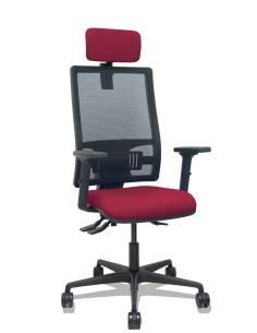Piqueras y Crespo Silla Bormate asincro malla negra asiento bali granate brazos 2D ruedas 65mm cabecero regulable