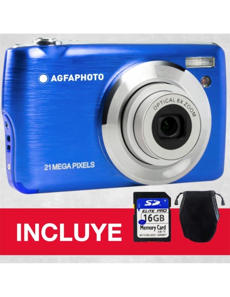 AgfaPhoto DC8200BL CÃ¡mara Digital 18MP 8x Zoom + SD16GB+ Bag Azul