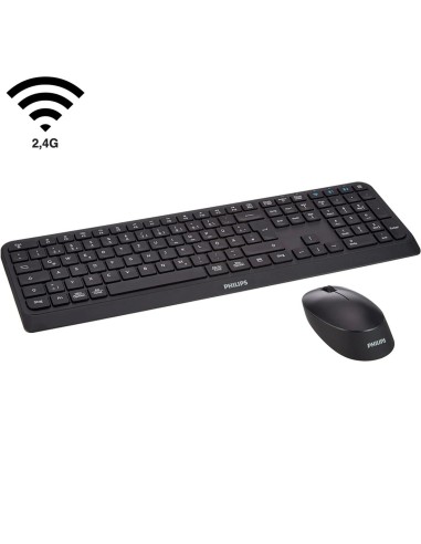 Teclado + RatÃ³n Philips SPT6407B 2,4 GHz y Bluetooth 110 Teclas