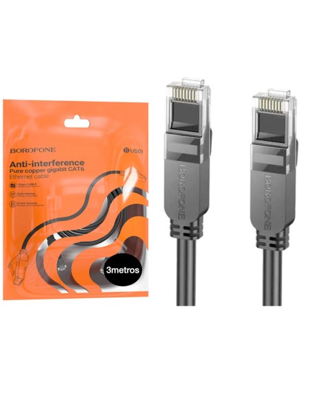 Borofone BUS01 Cable Ethernet Gigabit Cat. 6 3 metros Negro