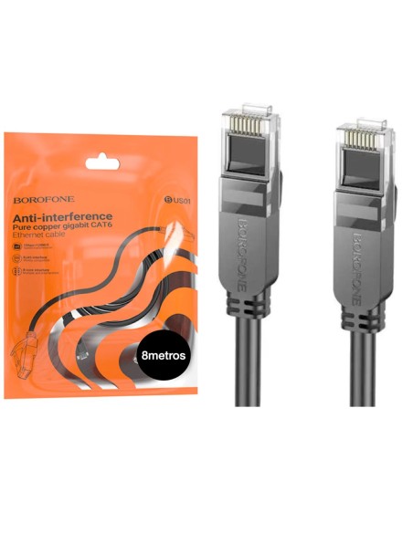 Borofone BUS01 Cable Ethernet Gigabit Cat. 6 8 metros Negro