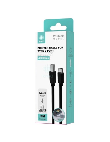 Cable de Impresora USB 3 Metros Ikrea WB1379