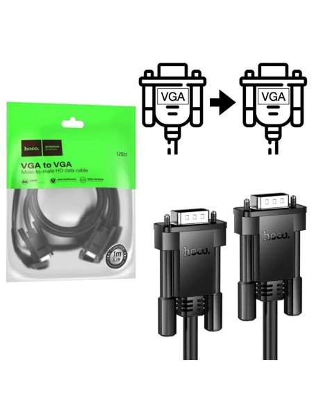 Hoco US11 Cable VGA a VGA de 1 Metro Negro