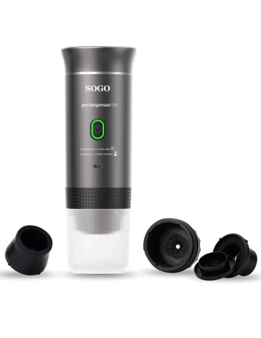 Sogo Cafetera PortÃ¡til Recargable para cÃ¡psulas y cafÃ© molido 20 Bar (CAF-SS-5622)