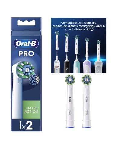 Braun EB50RX-2 Pack de 2 Cabezales de Recambio Pro Cross Action Oral B Blanco
