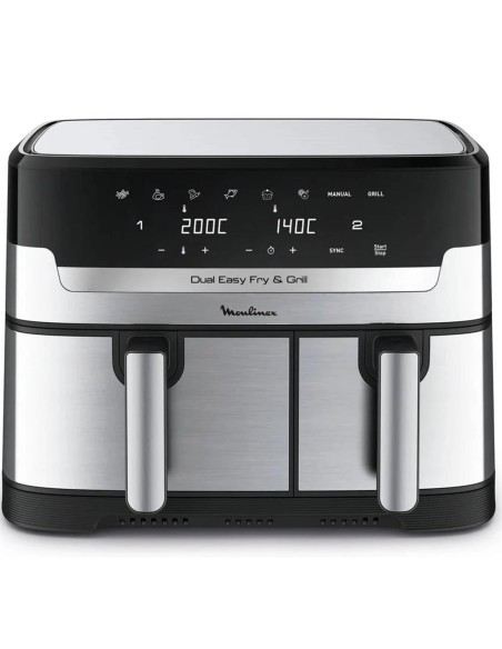 Moulinex EZ905D20 Freidora de Aire y Grill 8.3L Doble Cubeta Inox