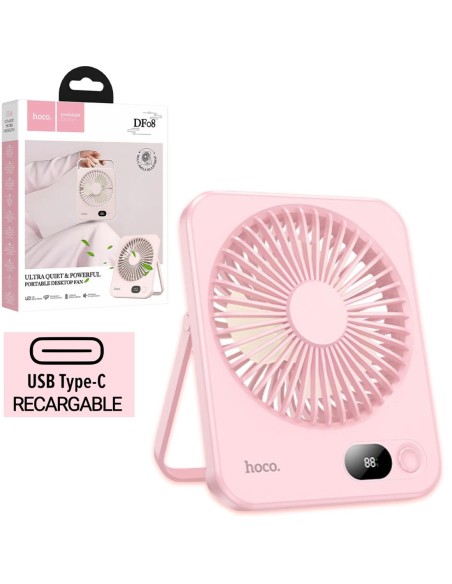 Hoco DF08 Desktop Fan Cool Shel Ultra-Thin Pink