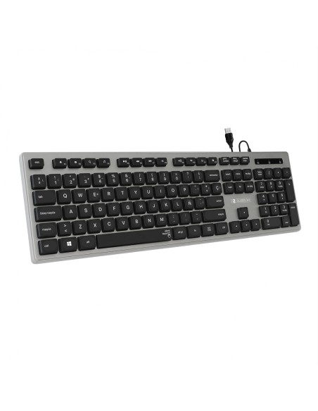 SUBBLIM Teclado ErgonÃ³mico con cable USB Plano Silencioso Gris/Negro Ergo