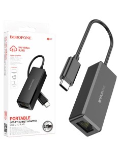 Borofone DH7 Adaptador USB-C a RJ45 Ethernet 100 Mbps Negro