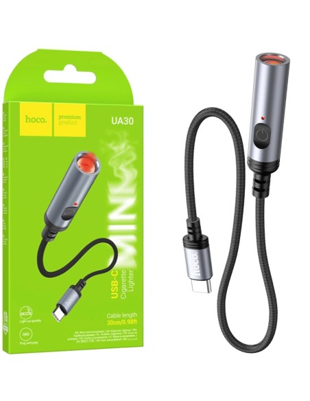 Hoco UA30 Mechero para Coche con ConexiÃ³n USB-C y cable 30cm