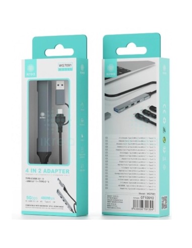 Hub USB-C a 3x USB-C y 1x USB-A 3.0 Ikrea WG7091
