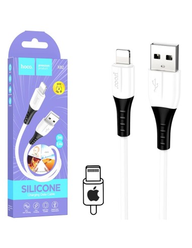 Cable USB a Lightning 1 metro 3Amp Hoco X82 Silicona Blanco