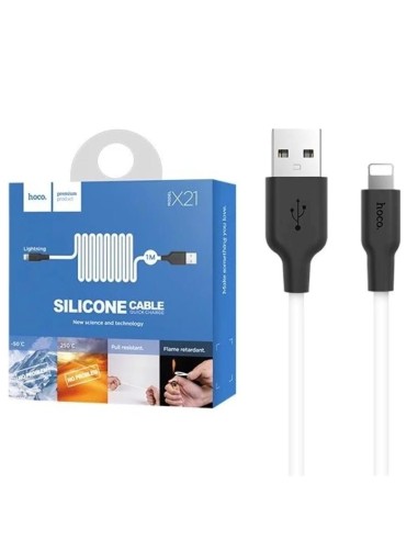 Cable USB a Lightning 1 metro Hoco X21 Ultra Resistente Blanco