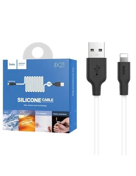 Cable USB a Lightning 1 metro Hoco X21 Ultra Resistente Blanco