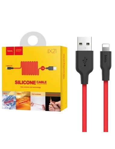 Cable USB a Lightning 1 metro Hoco X21 Ultra Resistente Rojo