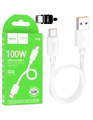 Hoco X96 Cable Hyper 100W Type-C 0.25 Metros White