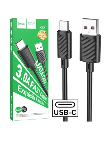 Cable USB a USB-C 1 metro 3 amp Hoco X88 Negro