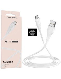 Cable USB A, a Micro USB de 3 METROS Borofone BX18 Blanco