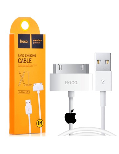Cable USB Compatible Apple 30 Pin 1 metro Hoco X1 Blanco