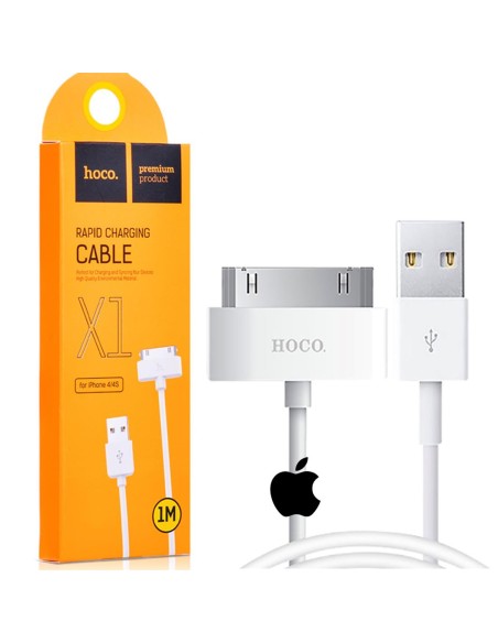 Cable USB Compatible Apple 30 Pin 1 metro Hoco X1 Blanco