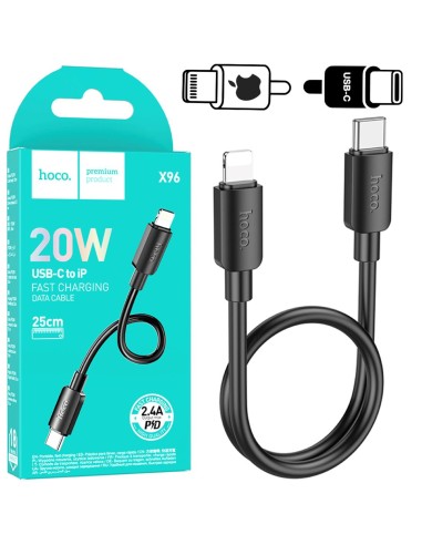 Hoco X96 Cable Hyper PD Lightning 0.25 Metros Black