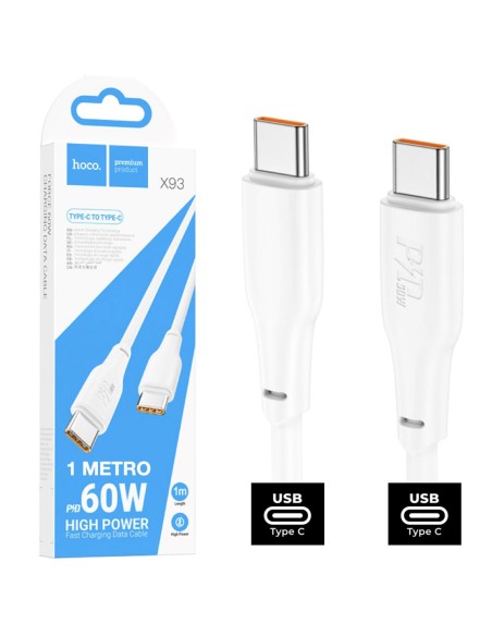 Cable USB-C a USB-C 1 metro 60W Hoco X93 Blanco