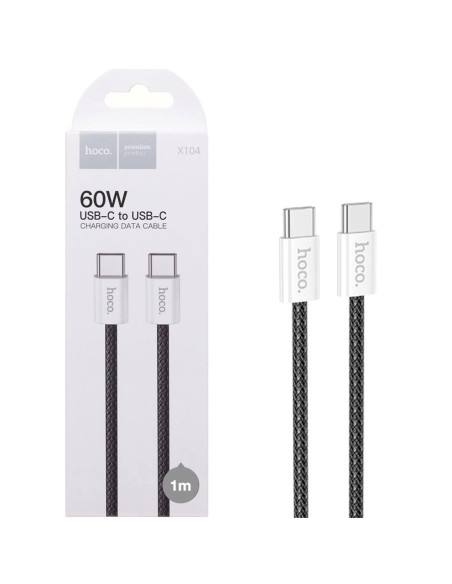 Cable USB-C a USB-C 1 metro 60W Hoco X104 Black (para iPhone 15)