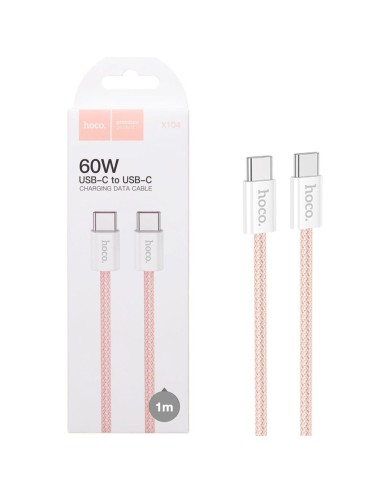 Cable USB-C a USB-C 1 Metro 60W Hoco X104 Pink (para iPhone 15)