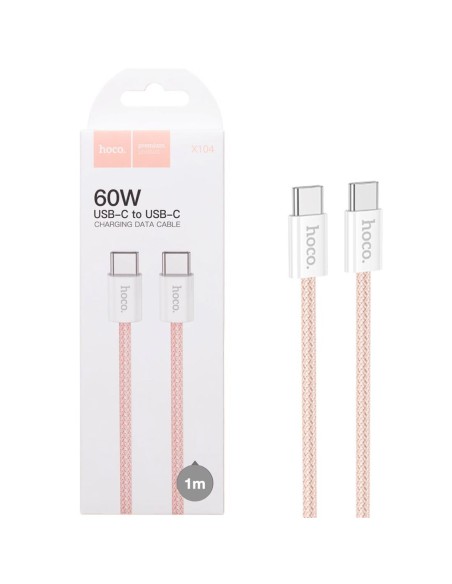 Cable USB-C a USB-C 1 Metro 60W Hoco X104 Pink (para iPhone 15)