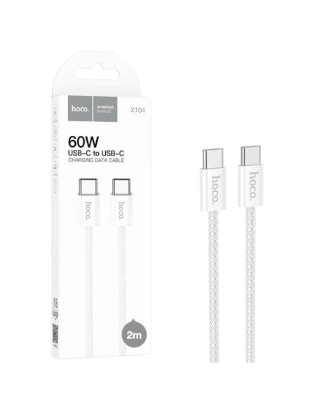 Cable USB-C a USB-C 2 Metros 60W Hoco X104 White (para iPhone 15)